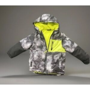 SNOZU Weatherproof Black GrayYellow Hood Winter Jacket Toddler Size 3T Coat